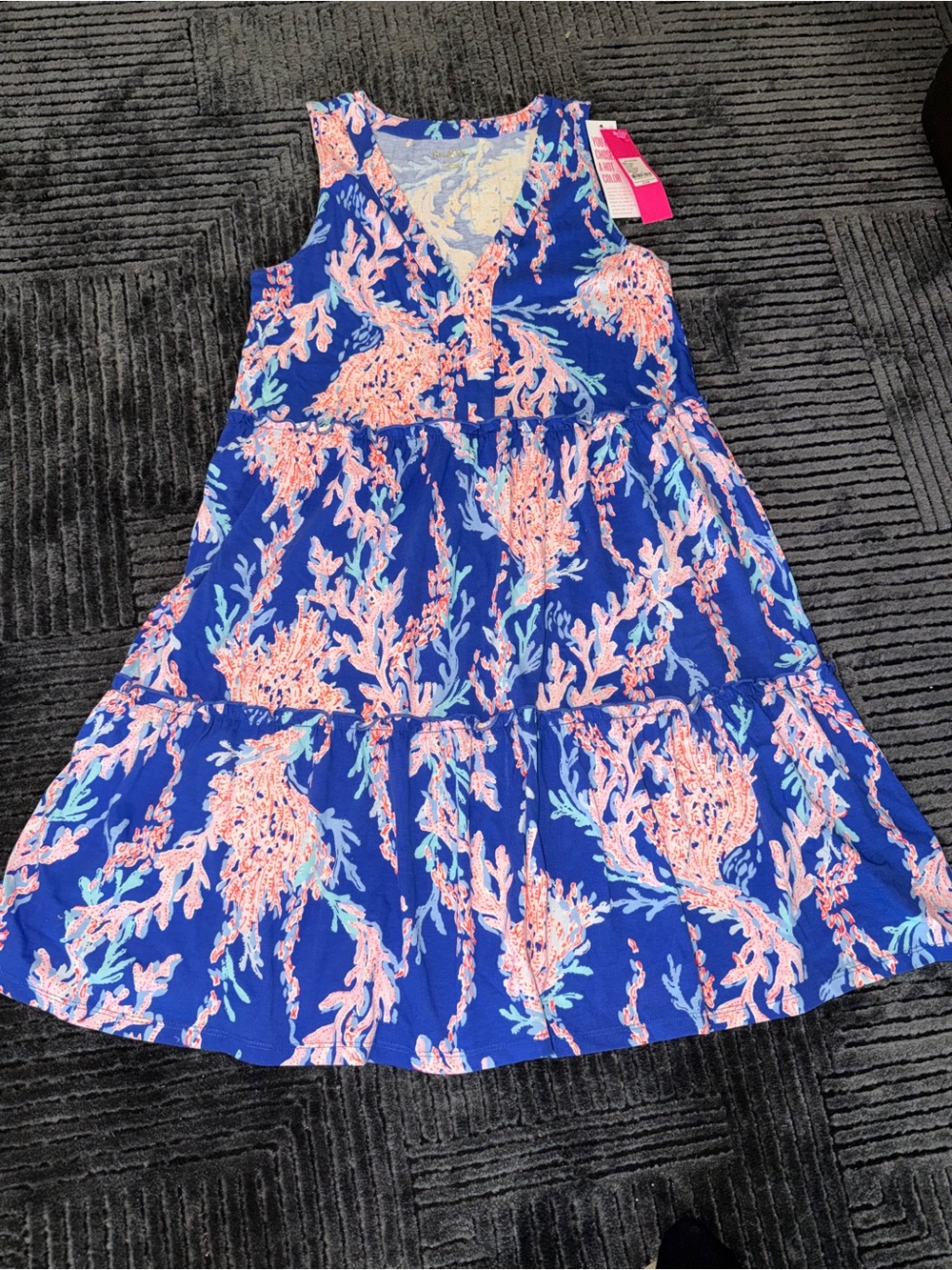 Lilly Pulitzer Blue Dress with Pink Coral Print